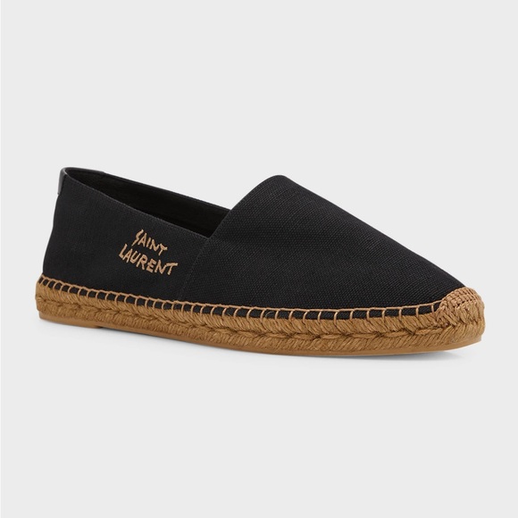 SAINT LAURENT Men’s Logo Stitched Espadrille Shoes NWT - Picture 2 of 8